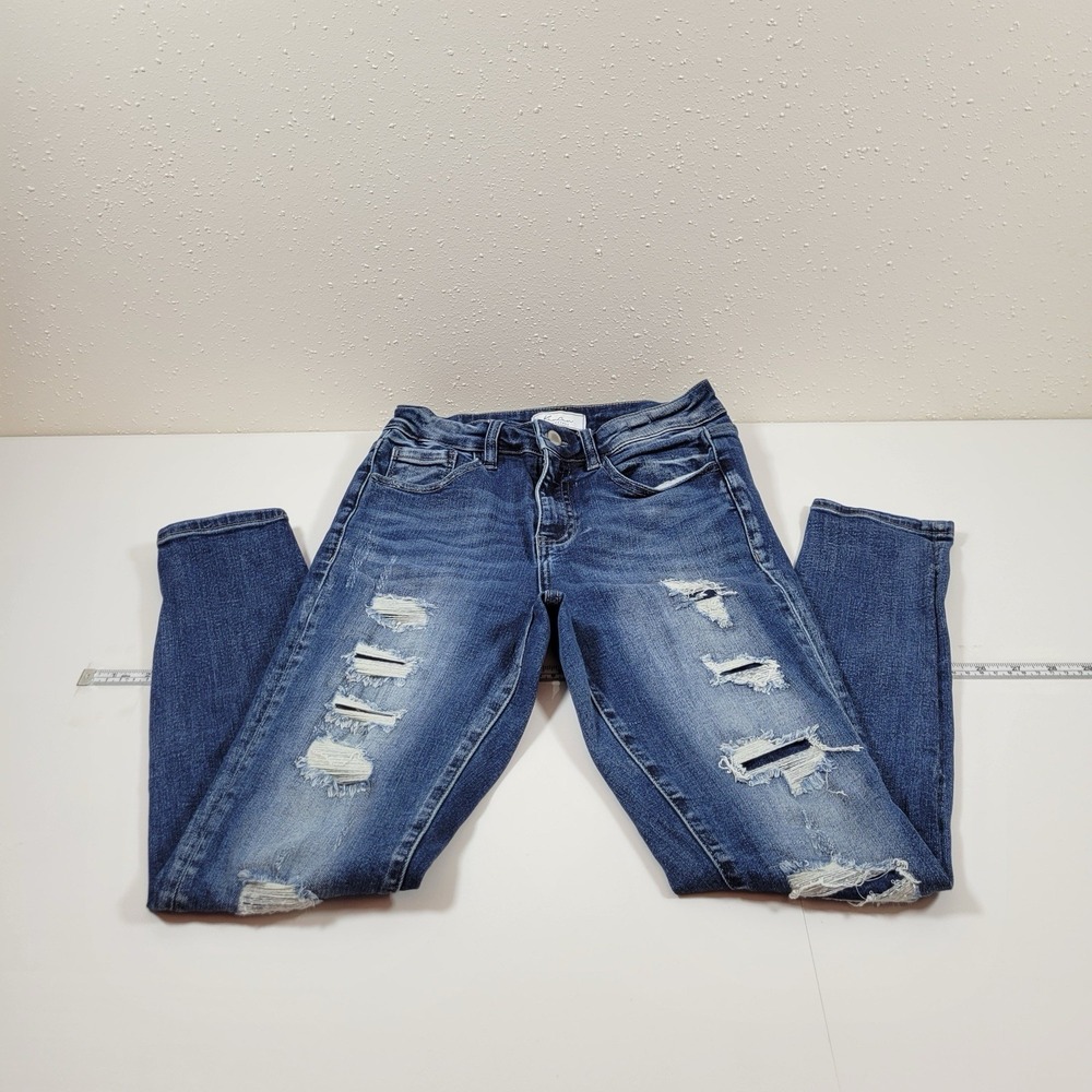 KanCan Women's Jeans Distressed High Rise‎ Ankle Skinny Size 25 Blue